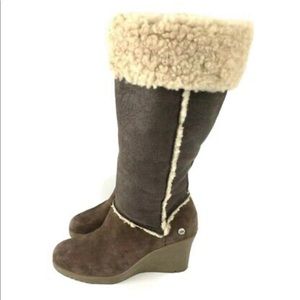 UGG AUSTRALIA DARK CHOCOLATE WEDGE BOOTS